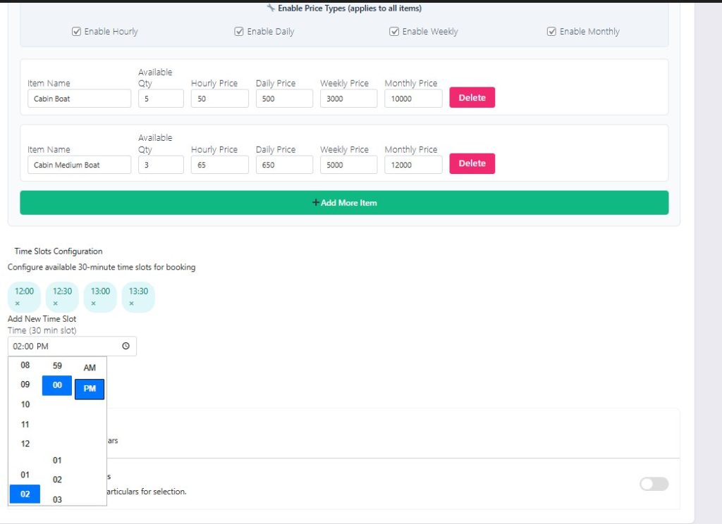 add time slot
